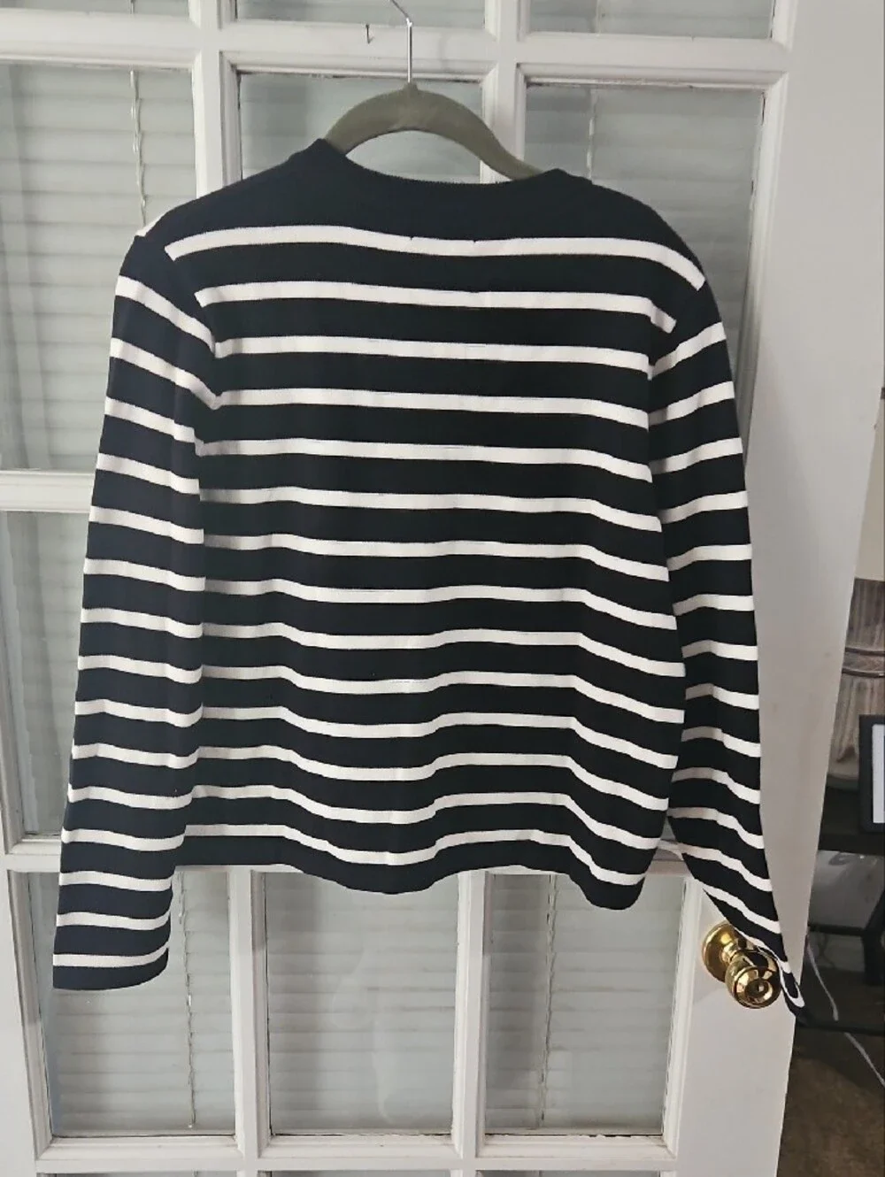 NEW Knitic Black & White Striped Button Cardigan. Sz L